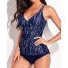 imageYonique Tankini Swimsuits for Women Tummy Control Bathing Suits Two Piece Tankini Tops with Bikini Bottoms Twist SwimwearBlue  Colored Stripes