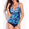 imageYonique Tankini Swimsuits for Women Tummy Control Bathing Suits Two Piece Tankini Tops with Bikini Bottoms Twist SwimwearBlue Leaves