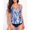 imageYonique Tankini Swimsuits for Women Tummy Control Bathing Suits Two Piece Tankini Tops with Bikini Bottoms Twist SwimwearBlue Tie Dye