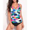 imageYonique Tankini Swimsuits for Women Tummy Control Bathing Suits Two Piece Tankini Tops with Bikini Bottoms Twist SwimwearColor Block