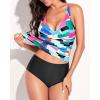 imageYonique Tankini Swimsuits for Women Tummy Control Bathing Suits Two Piece Tankini Tops with Bikini Bottoms Twist SwimwearColor Block