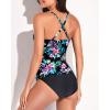 imageYonique Tankini Swimsuits for Women Tummy Control Bathing Suits Two Piece Tankini Tops with Bikini Bottoms Twist SwimwearColorful Floral 1