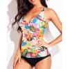 imageYonique Tankini Swimsuits for Women Tummy Control Bathing Suits Two Piece Tankini Tops with Bikini Bottoms Twist SwimwearColorful Floral