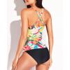 imageYonique Tankini Swimsuits for Women Tummy Control Bathing Suits Two Piece Tankini Tops with Bikini Bottoms Twist SwimwearColorful Floral