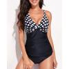 imageYonique Tankini Swimsuits for Women Tummy Control Bathing Suits Two Piece Tankini Tops with Bikini Bottoms Twist SwimwearDot and Black