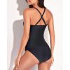 imageYonique Tankini Swimsuits for Women Tummy Control Bathing Suits Two Piece Tankini Tops with Bikini Bottoms Twist SwimwearFloral Print and Black