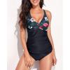 imageYonique Tankini Swimsuits for Women Tummy Control Bathing Suits Two Piece Tankini Tops with Bikini Bottoms Twist SwimwearFloral Print and Black