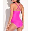 imageYonique Tankini Swimsuits for Women Tummy Control Bathing Suits Two Piece Tankini Tops with Bikini Bottoms Twist SwimwearHot Pink