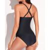 imageYonique Tankini Swimsuits for Women Tummy Control Bathing Suits Two Piece Tankini Tops with Bikini Bottoms Twist SwimwearPink  Black Tankini
