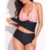 imageYonique Tankini Swimsuits for Women Tummy Control Bathing Suits Two Piece Tankini Tops with Bikini Bottoms Twist SwimwearPink  Black Tankini