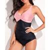 imageYonique Tankini Swimsuits for Women Tummy Control Bathing Suits Two Piece Tankini Tops with Bikini Bottoms Twist SwimwearPink  Black Tankini