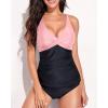 imageYonique Tankini Swimsuits for Women Tummy Control Bathing Suits Two Piece Tankini Tops with Bikini Bottoms Twist SwimwearPink  Black Tankini