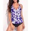 imageYonique Tankini Swimsuits for Women Tummy Control Bathing Suits Two Piece Tankini Tops with Bikini Bottoms Twist SwimwearPurple Floral