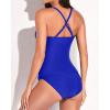 imageYonique Tankini Swimsuits for Women Tummy Control Bathing Suits Two Piece Tankini Tops with Bikini Bottoms Twist SwimwearRoyal Blue