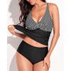 imageYonique Tankini Swimsuits for Women Tummy Control Bathing Suits Two Piece Tankini Tops with Bikini Bottoms Twist SwimwearStripe  Black