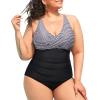 imageYonique Tankini Swimsuits for Women Tummy Control Bathing Suits Two Piece Tankini Tops with Bikini Bottoms Twist SwimwearStripe  Black