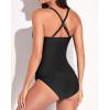imageYonique Tankini Swimsuits for Women Tummy Control Bathing Suits Two Piece Tankini Tops with Bikini Bottoms Twist SwimwearStripe  Black
