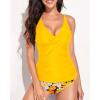 imageYonique Tankini Swimsuits for Women Tummy Control Bathing Suits Two Piece Tankini Tops with Bikini Bottoms Twist SwimwearYellow and Flowers
