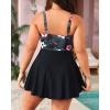 imageYonique Women Plus Size One Piece Swimsuits with Skirt V Neck Floral Printed Swimdress Cutout Bathing SuitsBlack and Floral