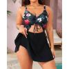 imageYonique Women Plus Size One Piece Swimsuits with Skirt V Neck Floral Printed Swimdress Cutout Bathing SuitsBlack and Floral