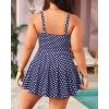 imageYonique Women Plus Size One Piece Swimsuits with Skirt V Neck Floral Printed Swimdress Cutout Bathing SuitsBlue Dots