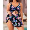 imageYonique Women Plus Size One Piece Swimsuits with Skirt V Neck Floral Printed Swimdress Cutout Bathing SuitsColorful Floral