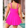 imageYonique Women Plus Size One Piece Swimsuits with Skirt V Neck Floral Printed Swimdress Cutout Bathing SuitsHot Pink