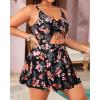 imageYonique Women Plus Size One Piece Swimsuits with Skirt V Neck Floral Printed Swimdress Cutout Bathing SuitsPink Floral