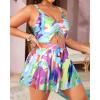 imageYonique Women Plus Size One Piece Swimsuits with Skirt V Neck Floral Printed Swimdress Cutout Bathing SuitsTie Dye