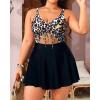 imageYonique Women Plus Size One Piece Swimsuits with Skirt V Neck Floral Printed Swimdress Cutout Bathing SuitsWhite Leopard