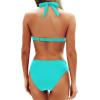 imageYonique Women Two Piece Bathing Suits Push Up Bikini Set Halter Swimsuit Vintage SwimwearAqua Green