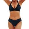 imageYonique Women Two Piece Bathing Suits Push Up Bikini Set Halter Swimsuit Vintage SwimwearBlack