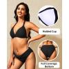 imageYonique Women Two Piece Bathing Suits Push Up Bikini Set Halter Swimsuit Vintage SwimwearBlack