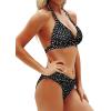 imageYonique Women Two Piece Bathing Suits Push Up Bikini Set Halter Swimsuit Vintage SwimwearBlack Polka Dot