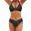 imageYonique Women Two Piece Bathing Suits Push Up Bikini Set Halter Swimsuit Vintage SwimwearBlack Polka Dot