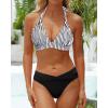 imageYonique Women Two Piece Bathing Suits Push Up Bikini Set Halter Swimsuit Vintage SwimwearBlack and Stripe