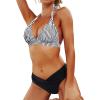 imageYonique Women Two Piece Bathing Suits Push Up Bikini Set Halter Swimsuit Vintage SwimwearBlack and Stripe