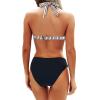 imageYonique Women Two Piece Bathing Suits Push Up Bikini Set Halter Swimsuit Vintage SwimwearBlack and Stripe