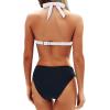 imageYonique Women Two Piece Bathing Suits Push Up Bikini Set Halter Swimsuit Vintage SwimwearBlack and White