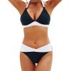 imageYonique Women Two Piece Bathing Suits Push Up Bikini Set Halter Swimsuit Vintage SwimwearBlack and White