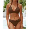 imageYonique Women Two Piece Bathing Suits Push Up Bikini Set Halter Swimsuit Vintage SwimwearBrown