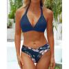 imageYonique Women Two Piece Bathing Suits Push Up Bikini Set Halter Swimsuit Vintage SwimwearDark Blue Flower