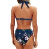 imageYonique Women Two Piece Bathing Suits Push Up Bikini Set Halter Swimsuit Vintage SwimwearDark Blue Flower