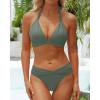 imageYonique Women Two Piece Bathing Suits Push Up Bikini Set Halter Swimsuit Vintage SwimwearGreen