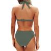 imageYonique Women Two Piece Bathing Suits Push Up Bikini Set Halter Swimsuit Vintage SwimwearGreen
