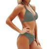 imageYonique Women Two Piece Bathing Suits Push Up Bikini Set Halter Swimsuit Vintage SwimwearGreen