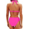imageYonique Women Two Piece Bathing Suits Push Up Bikini Set Halter Swimsuit Vintage SwimwearHot Pink