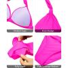 imageYonique Women Two Piece Bathing Suits Push Up Bikini Set Halter Swimsuit Vintage SwimwearHot Pink