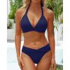 imageYonique Women Two Piece Bathing Suits Push Up Bikini Set Halter Swimsuit Vintage SwimwearNavy Blue