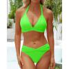 imageYonique Women Two Piece Bathing Suits Push Up Bikini Set Halter Swimsuit Vintage SwimwearNeon Green